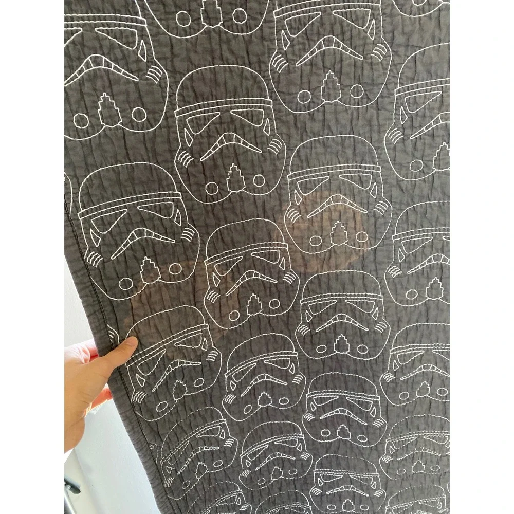 Pottery Barn Kids Star Wars Stormtrooper Quilt Twin Gray Stitched Bedding 2013*